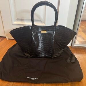DeMellier Black Croc-Embossed Women's Bag